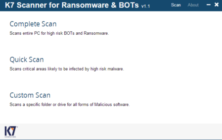 K7 Scanner for Ransomware & BOTs 1.0.0.61